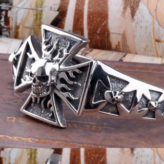 Handmade Thai 925 Silver Skull Cross Bracelet for Men